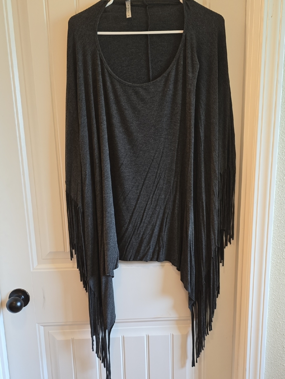 Acting Pro Charcoal Fringe Knit Shrug